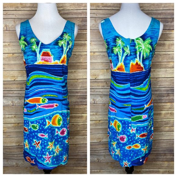 Jams World Dresses & Skirts - Jams World Vintage Blue Island Fish Summer Dress